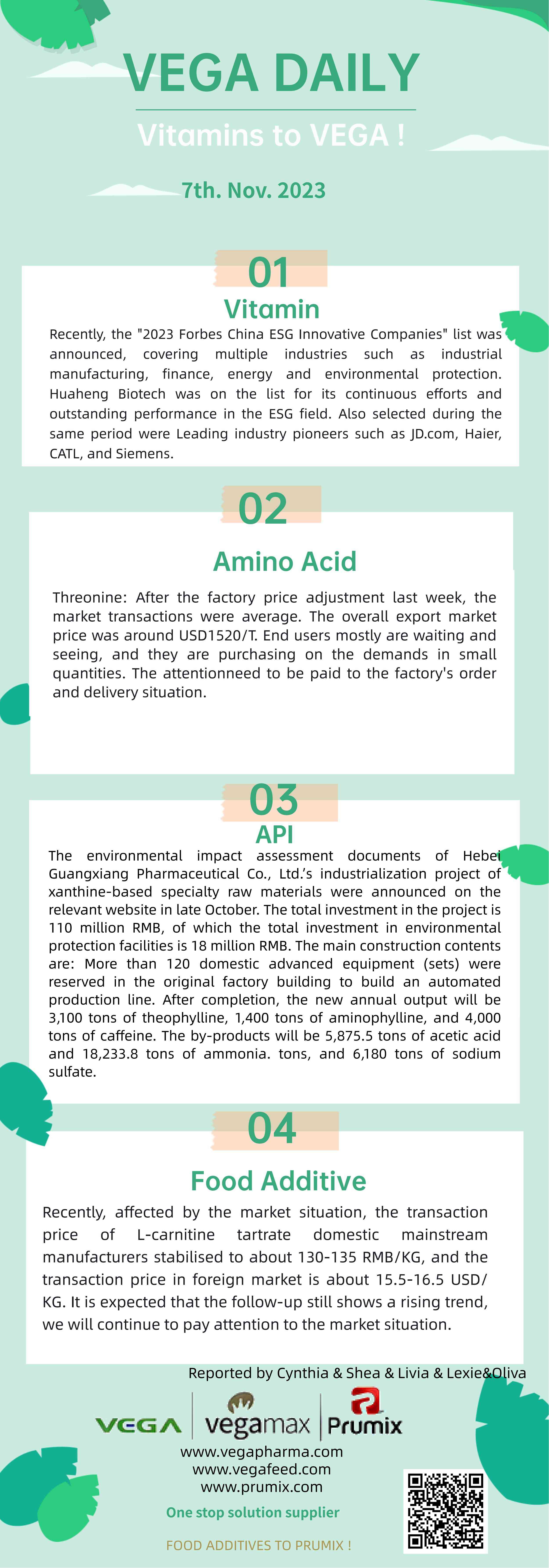 Vega Daily Dated on Nov 7th 2023 Vitamin  Amino Acid API Food Additives.jpg